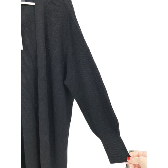 Massimo Dutti Black Open Front Long Cardigan Size S NWT - Picture 2 of 7